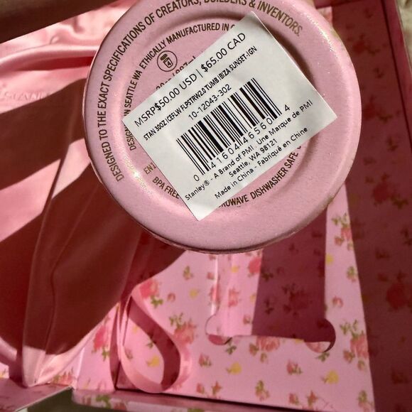 Stanley LoveShackFancy Pink Floral Iceflow Tumbler with Satin Bag - Picture 2 of 8